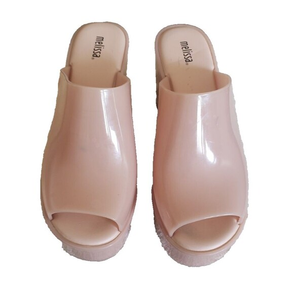 Women's Size 9 Melissa Jelly Mule High Heel Open Toe Sandals Beige - Picture 5 of 11